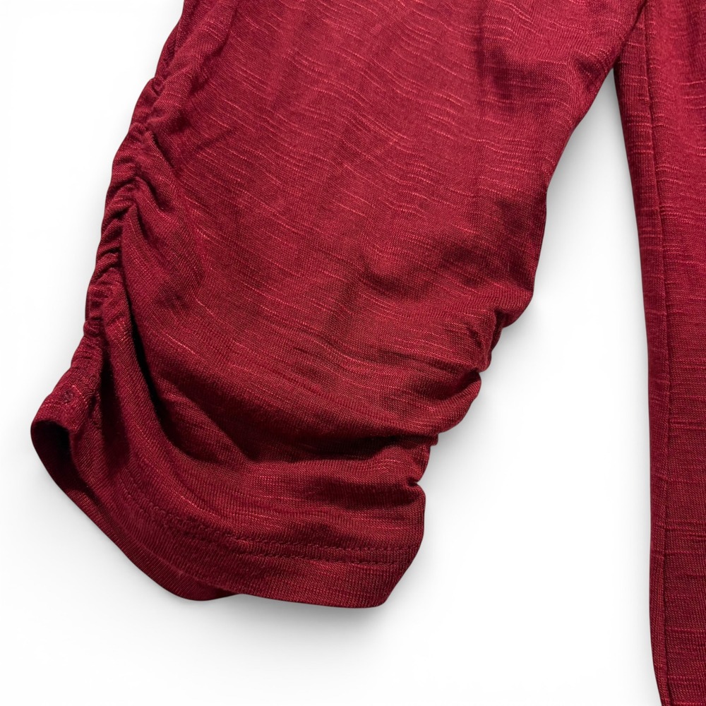 NWT Style & Co Womens XL Burgundy Slub Knit Layered Hem Ruched Sleeve Tunic Top - Picture 3 of 8